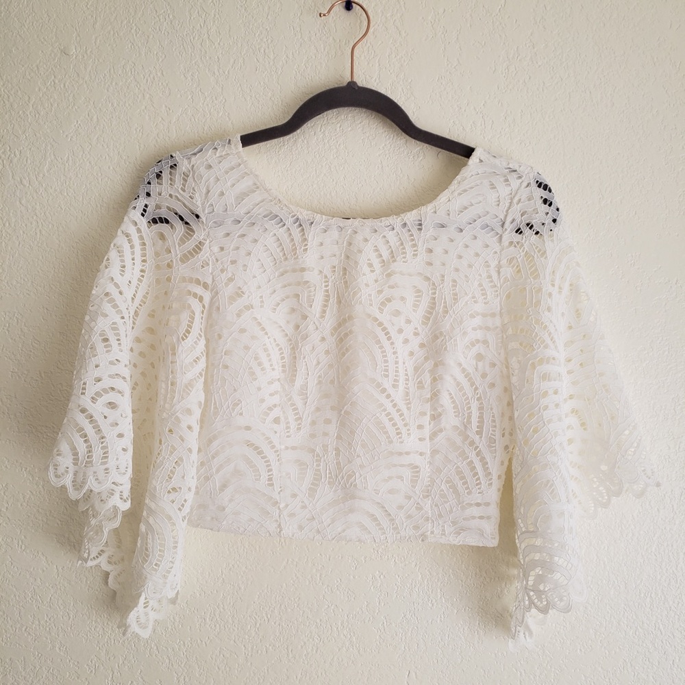 Sugar + Lips White Lace Crop Top